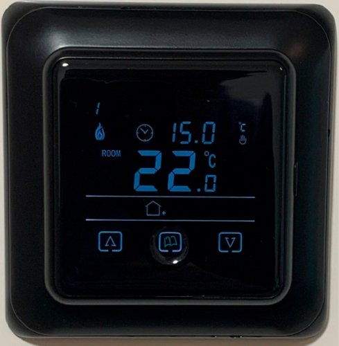 Терморегулятор сенсорный Warmlife BW датчик воздуха 3,6кВт 16А черный фото Терморегулятор сенсорный Warmlife BW датчик воздуха 3,6кВт 16А черный картинка